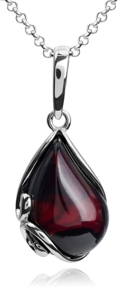 Ian and Valeri Co. Cherry Amber Sterling Silver Earrings Pendant Necklace Set Chain 18 Inches - Image 2