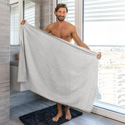 nice homeit Handtuch-Set, 6-teilig, 100% Baumwolle, weich und sehr saugfähig, Handtuch-Set für Badezimmer, Gesicht und Bidet in verschiedenen Größen, hergestellt in Italien, Weiß und Grau – Bild 4