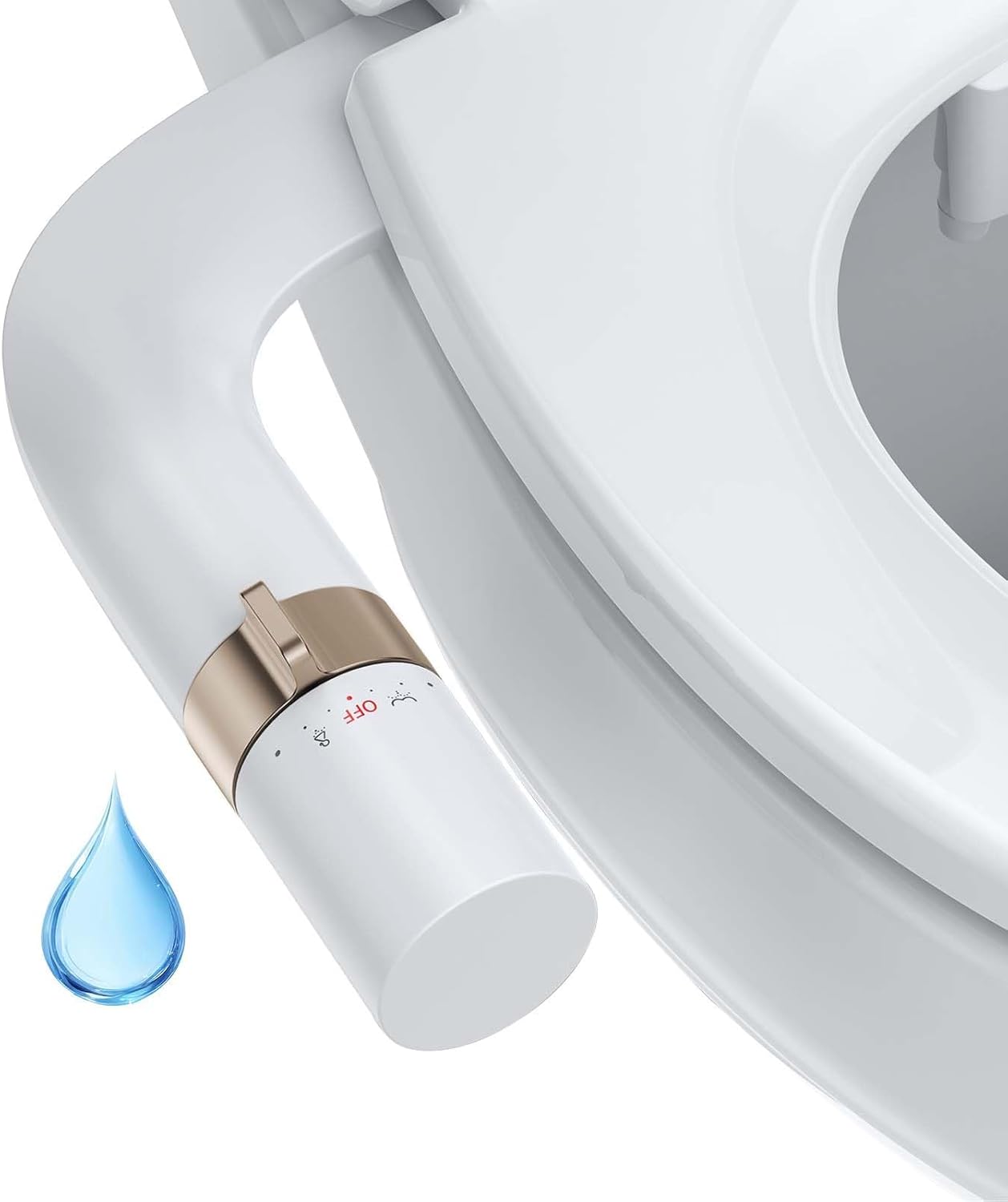 Bidet Attachment for Toilet Seat, Dual Nozzle Rear/Feminine Wash, Self Cleaning Sprayer, Non Electric Bidet with Adjustable Cold Water Pressure