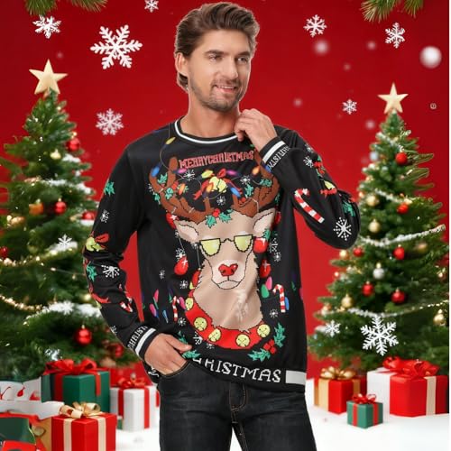 yolsun Men Ugly Christmas Sweatshirt Unisex's Crewneck Novelty Casual Ugly Party Accessory for Xmas Party Celebration - Image 3