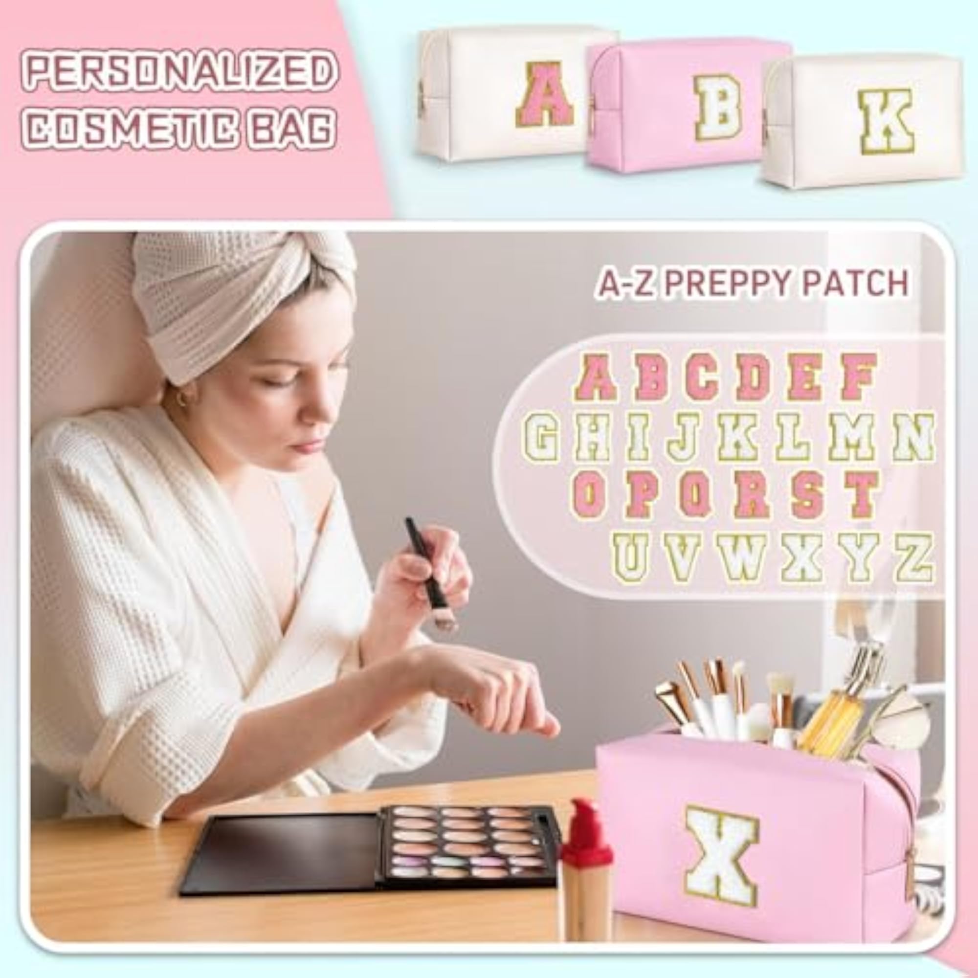 Personalized Women's Makeup Bag in Pink