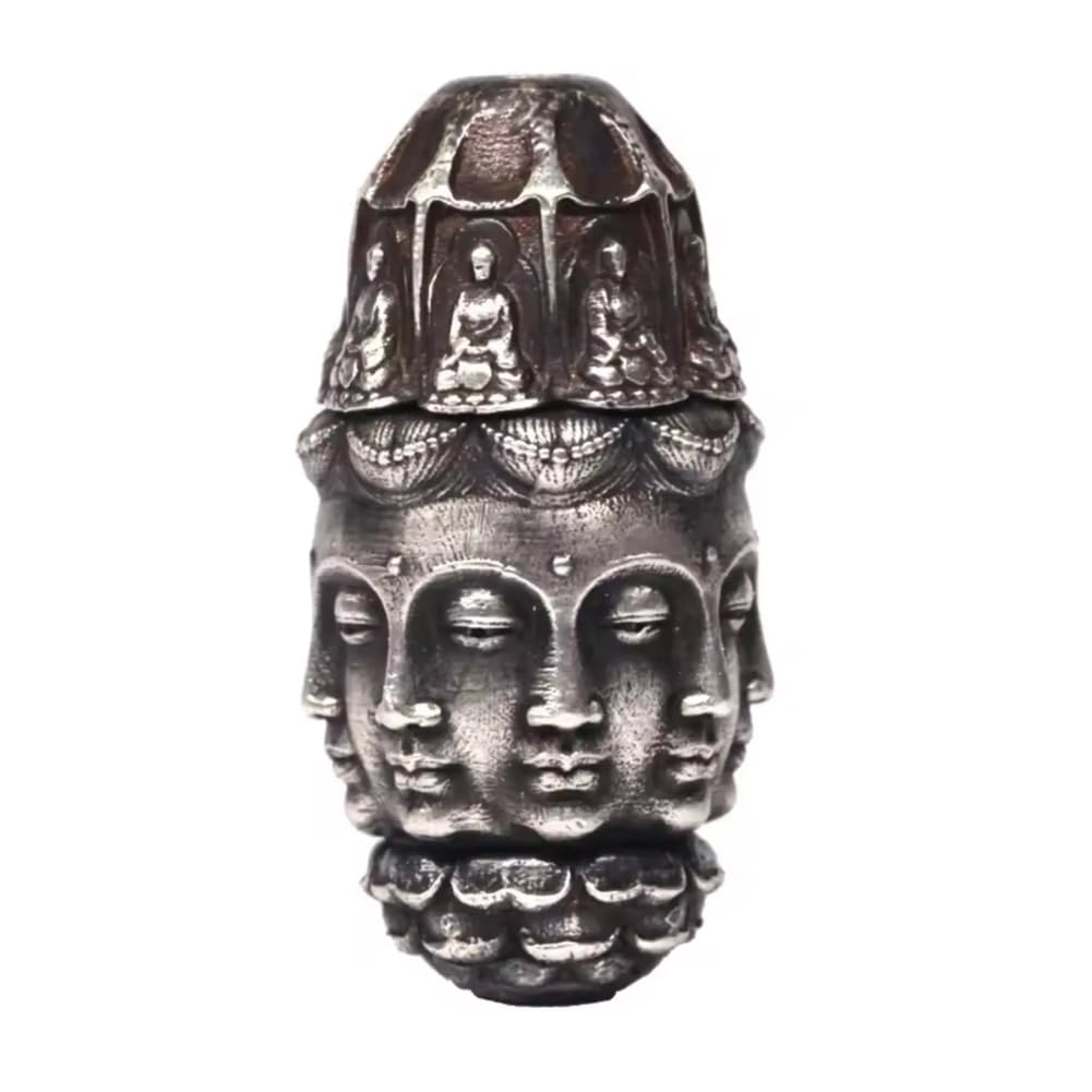 Silver Plated Infinite Bucket Eight Sided Buddha Head Rotating Lotus Seat With Bead Bracelet Accessories Pendant