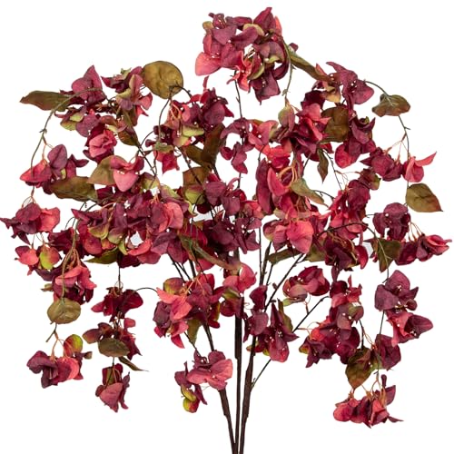 Briful 47 Artificial Bougainvillea Branches Long Stem Artificial Flowers for Tall Vase, 3PCS Bougainvillea Silk Flowers Hanging Artificial Plants for Porch, Window, Wall Decor