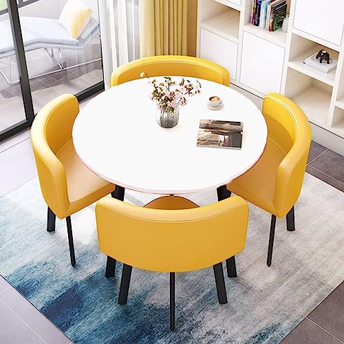 Mesa De Conferencia Redonda con 4 Sillas, Mesa De Comedor para Recepción De Oficina, Mesa De Centro Sencilla para Negocios