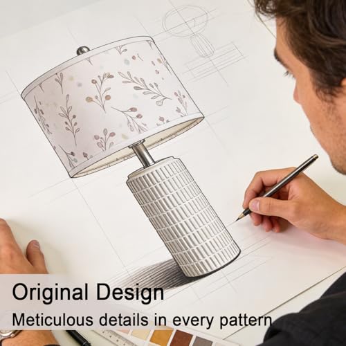 Image of PoKat 23'' Table Lamp with Flower Lampshade for Night Stands, Birthday Gifts for Women Mom, House Warming Gifts New Home Decor, Ceramic Lamp for Living Room, Modern Bedroom Lamp for Nursery
