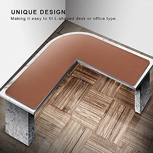 Image of Chihein L-Shaped Desk Pad, Corner Desk Mat (49.2 inch+ 49.2 inch) x 15.7 inch, Computer Office Mouse pad Writing Table Pad for Home Office - Brown /Gray