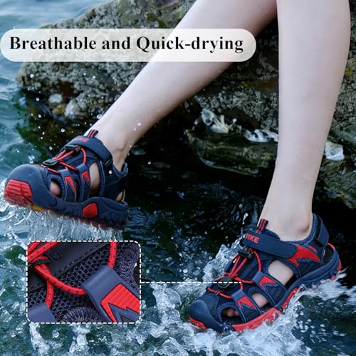 Image of JMFCHI Boys Girls Sports Sandals Summer Kids Closed Toe Outdoor Sandals Athletic Water Shoes Sandals Child Pool Beach Sandals Quick Drying Slip Resistant | Little /Big Kid,Comfortable lightweight,Non-slip soft sole,Hook-and-loop closure,Easy wear,Anti-collision toe,Daily casual