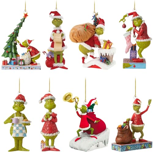 YOOYEH Grinch Christmas Ornament Decorations 8PCS Stocking Cap Funny Santa Ornament Decorative Xmas Decor Ornaments Party Gifts