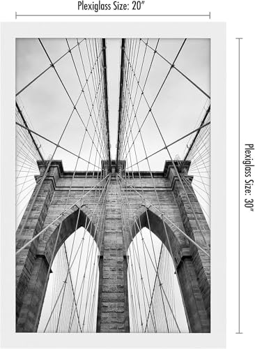 Americanflat 20x30 Poster Frame with Polished Plexiglass - White Picture Frame - Wide Photo Frames Made of Engineered Wood for Vertical or Horizontal Wall Display - Epic Collection - White