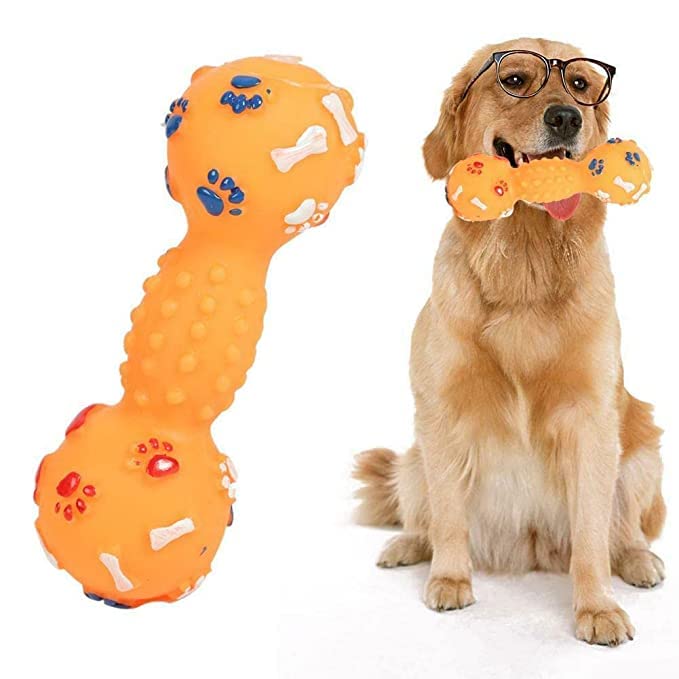 Dog Trust Dog Squeeze Squeaky Chew Toys Colorful Interactive Dog Toys Dotted Dumbbell Shaped Toy Only for Small Dogs - Pack of 1 (B0BJF3JQ8R) Amazon Price History, Amazon Price Tracker