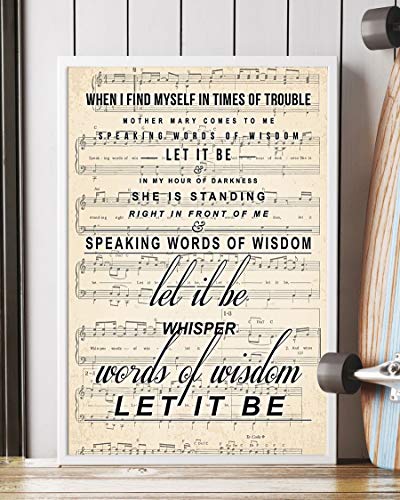 Let It Be Lyrics Portrait Poster Print (12" x 18")