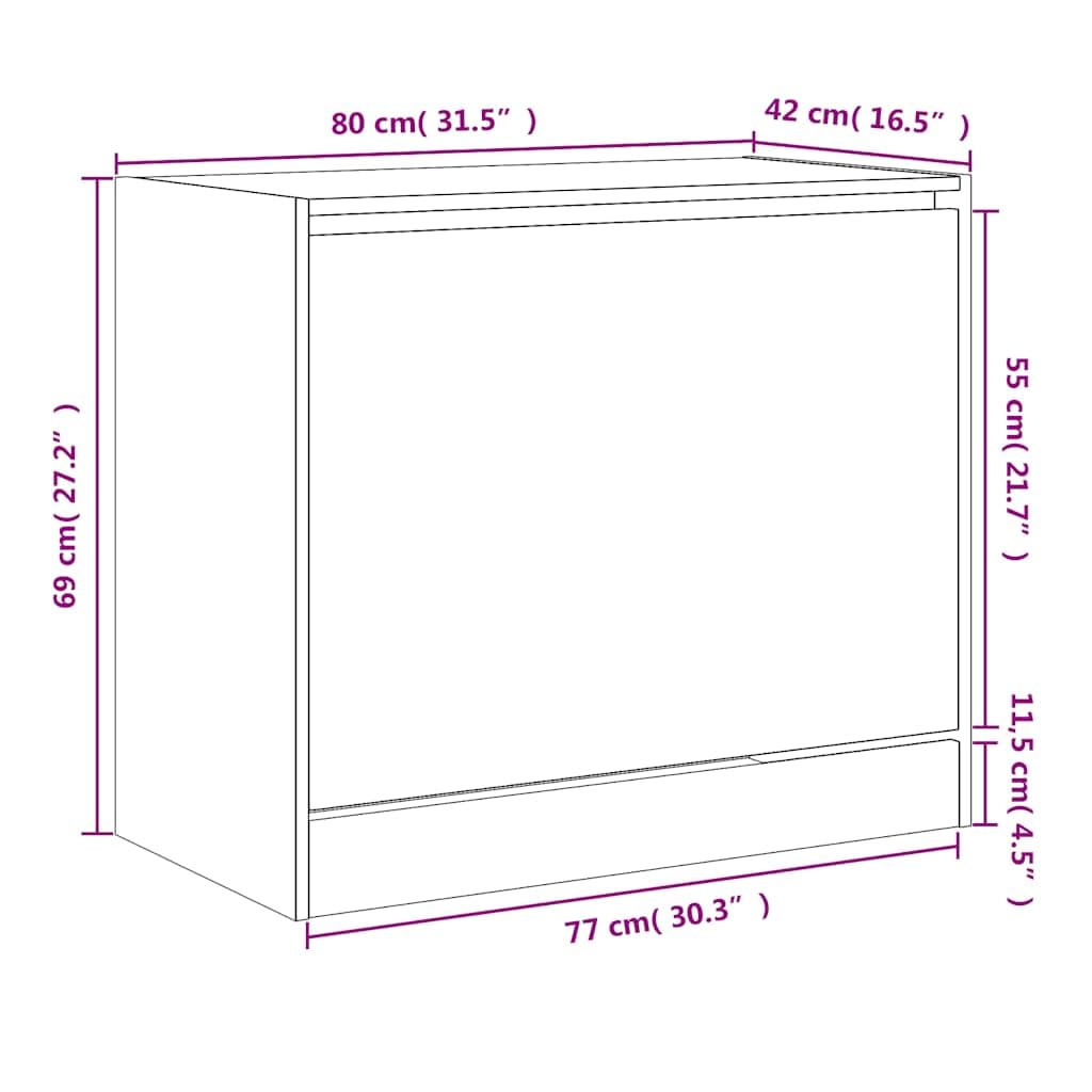 Armoire à chaussures noire - 80 x 42 x 69 cm - En bois