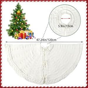 YUJUN 48 inches Christmas Knitted Tree Skirt Decorations Xmas Large White Chunky Cable Farmhouse Thick Rustic Tree Skirt for Merry Christmas Tree Holiday Home Party Decoration YUJUN 48 inches Christmas Knitted Tree Skirt Decorations Xmas Large White Chunky Cable Farmhouse Thick Rustic Tree Skirt for Merry Christmas Tree Holiday Home Party Decoration