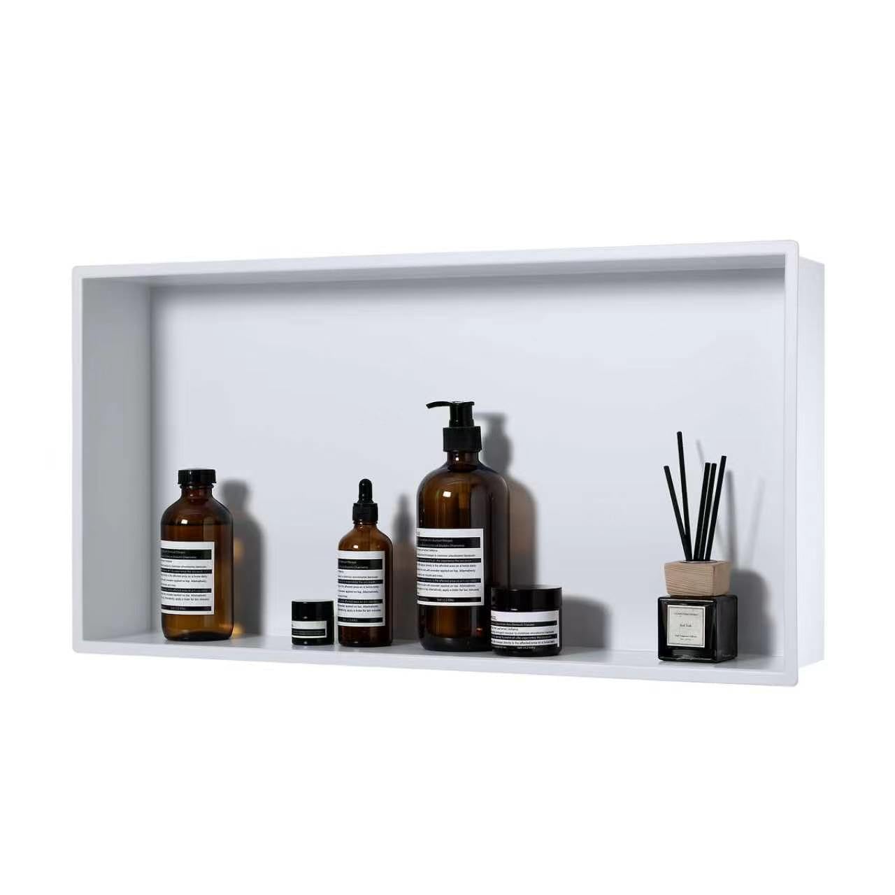 KINKIBOS Shower Niche Stainless Steel, Recessed Niche 60 x 30 cm,Matt White
