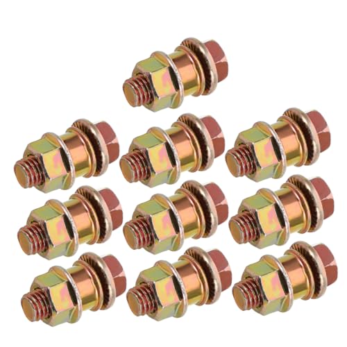 BUGUUYO 10 Piezas Tornillos para El Pie De Auto Soporte De Montaje Trasero De Motocicleta Soporte De Stand De Stand Bolt Perno Tornillo De Patada De Moto De Reemplazo Dorado Aleación