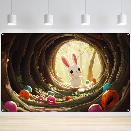 Image of Nuxovilar Easter Banner Bunny Tunnel Spring Celebration 43x70 Polyester