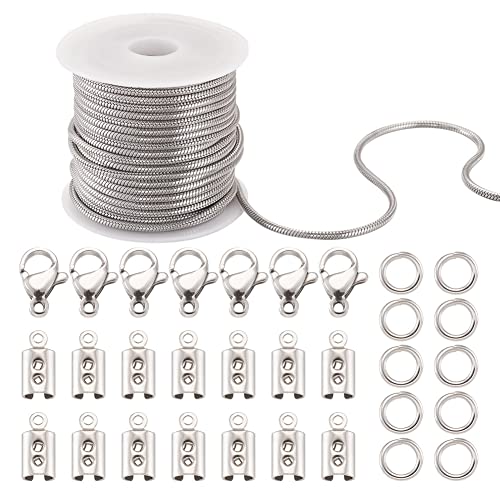 Craftdady Runde Schlangenkette aus Edelstahl, mit Biegering, Karabinerverschluss, Ketten, zum Basteln, für Männer und Frauen, Halsketten, Schmuckherstellung Craftdady Runde Schlangenkette aus Edelstahl, mit Biegering, Karabinerverschluss, Ketten, zum Basteln, für Männer und Frauen, Halsketten, Schmuckherstellung