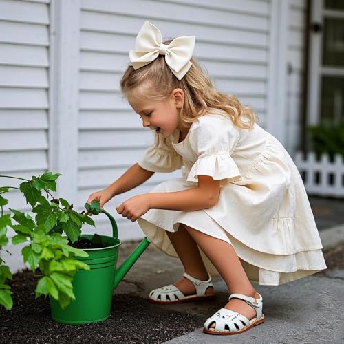 Image of THEE BRON Toddler Girls Closed-Toe Sandals Sweet Retro Cutout Summer Dress Shoes