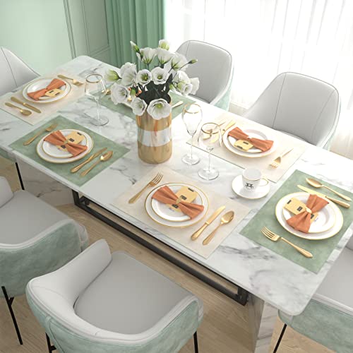 Vitare Tovagliette Americane Lavabili,Tovagliette Colazione Set di 6,Tovaglietta Resistente al Calore,Tovagliette Americane Impermeabili,Ecopelle Bicolore,45×30cm-Beige e Verde - immagine 3