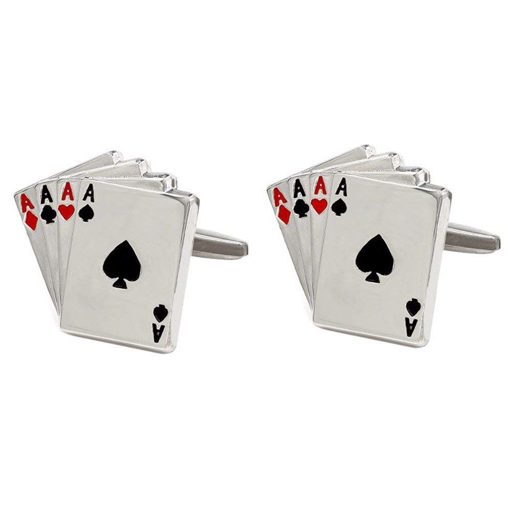 BigBigShop 1 Pair Creative Poker Cufflinks, Men's Women's Suit Cuff Links for Wedding Decoration Birthday Gift