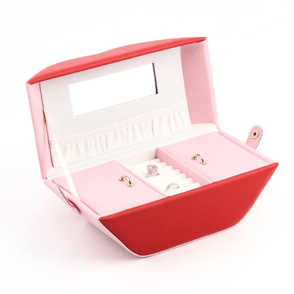 Organizer na Biżuterię Małe pudełko na biżuterię dla kobiet, Pu Leather Travel Jewelry Organizer Case Przenośne Uchwyt do przechowywania biżuterii Wyświetlacz pierścienia Etui do Przechowywania