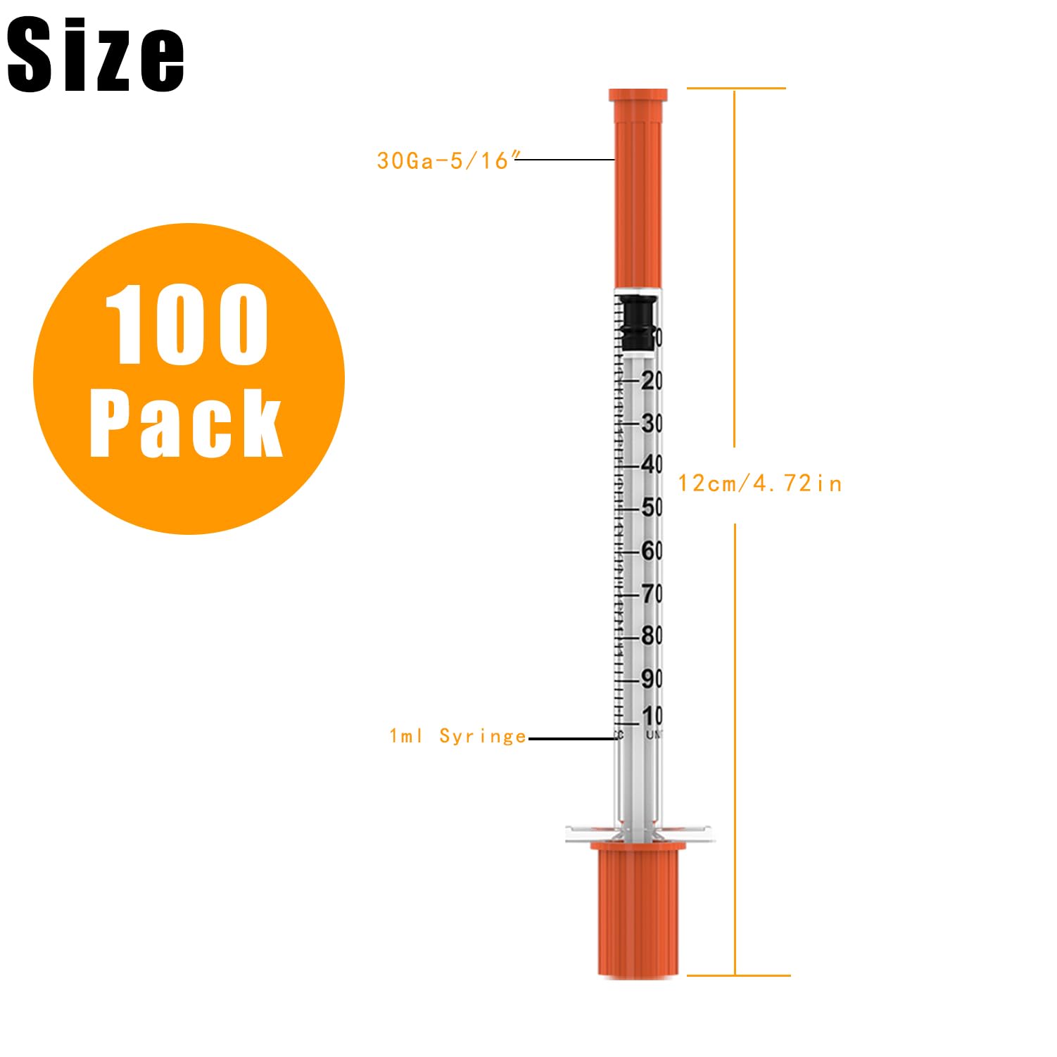 U-100 Disposable Syringes with Needle,1ml/cc,30G 5/16" (8mm), Individually Wrapped – 100 Pack| Lab Supplies — Amazon image 3