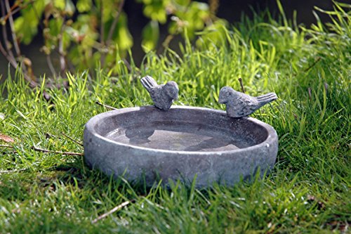 dobar® 12972 Bebedero clásico para pájaros de Piscina, baño para pájaros de cerámica, para pájaros Silvestres, Bebedero para jardín, terraza/balcón, diámetro de 18 cm, Gris