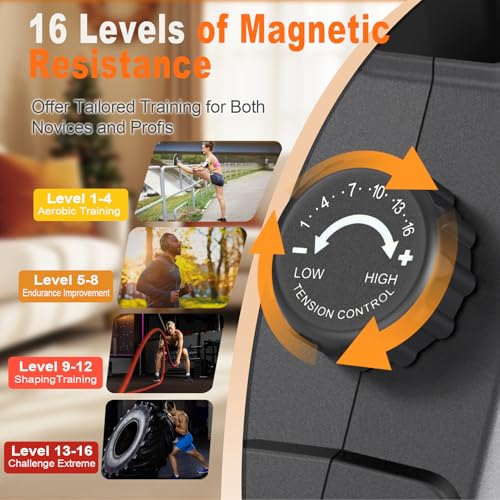 MettleMatic Máquina de remo para el hogar, máquina de remo con 16 niveles de resistencia magnética, hasta 300 Newton, remo Bluetooth, 150 kg de capacidad de carga, 2 años de garantía - Imagen 4