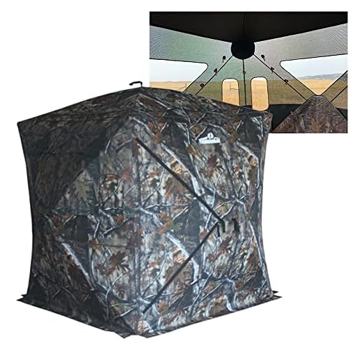 THUNDERBAY 3 Person Hidden Threat See Through Hunting Blind, See Through Panel Window with 270° View, Floor Space 62" x 62"