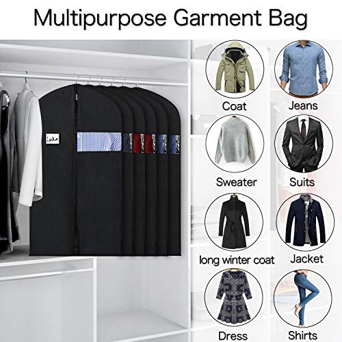 ZILINK Garment Bag Suit Bags for Storage 40-inch Suit Covers for Women with Clear Window and ID Card Holder for Suit, Dress and Coat Closet Storage,Set of 6