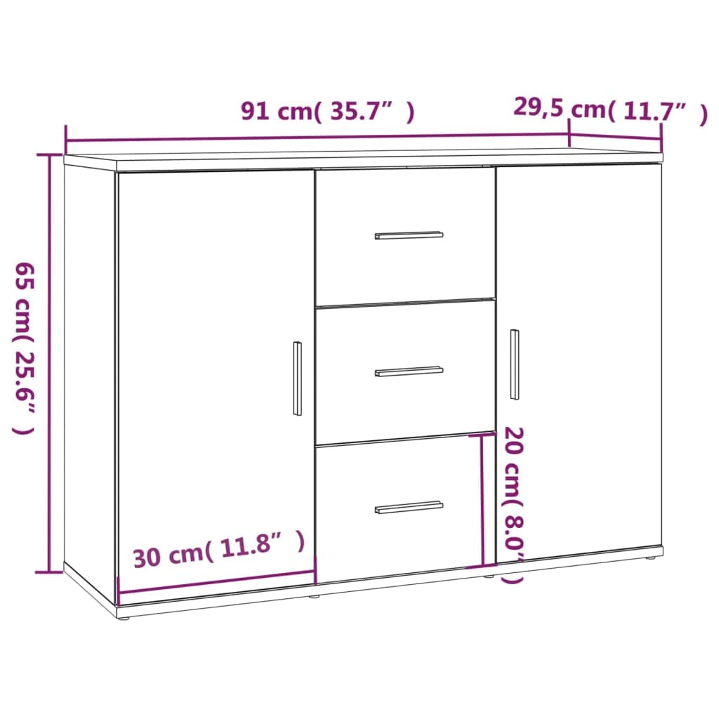 Generico Credenza Bianca 91x29,5x65 cm in Legno Multistrato,Buffet e credenze