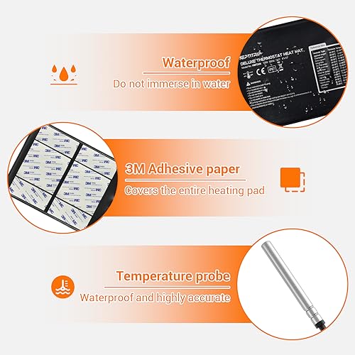 Reptitrip Reptile Heating Pad With Pid Thermostat 8 Inchx12 Inch 24W, Reptile Heat Mat For 30-40Gal Tank thumb #5