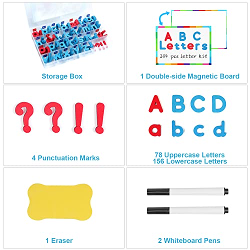 Magnetic Letters Kit, A-Z Foam Magnetic Letters, Alphabet Letters With Large Double-Side Magnet Board And Learning Cards, Educational Refrigerator Magnets For Preschool Learning Spelling (Blue/Red) #TOP3