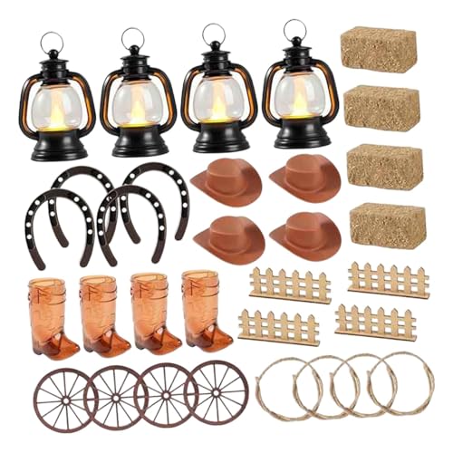 Kit fête cowboy avec centres de table et chapeaux rigolos à offrir pour anniversaire