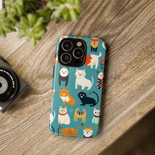 Coque rigide brillante iPhone 16 Pro chat coloré haute protection