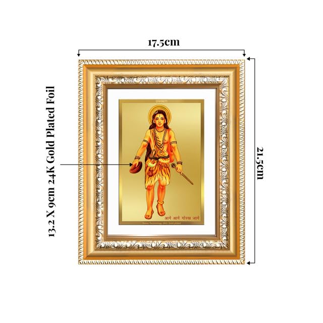 Image of DIVINITI Baba Gorakhnath 24K Gold Plated Foil Wall and Tabletop Photo Frame for Home Decor, Puja Room, Luxury Gifting | DG Frame 112 S2 (21.5x17.5 CM)