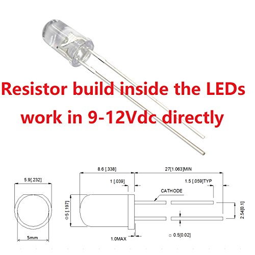 100 LEDs blancos cálidos 5mm 12V para tablero miniatura 2
