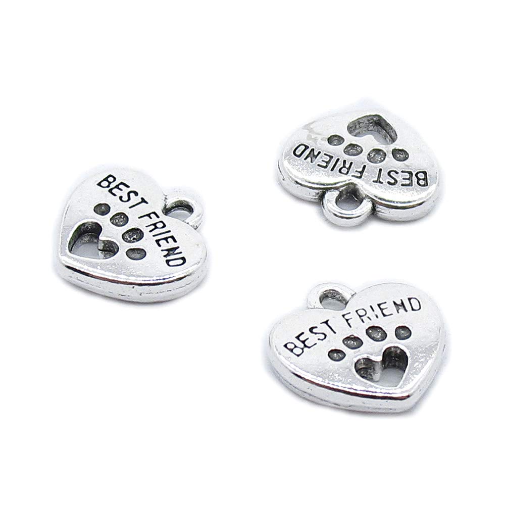110 Pieces Antique Silver Tone Jewellery Charms Craft Art Making Crafting Beading Supplies FQ1P3Q Dog Paw Prints Best Friend