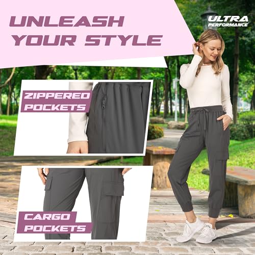 Ultra Performance Cargo Jogger Pants for Women 2 Pack Womens Hiking Pants Quick Dry Stretch Lightweight Cargo Joggers3