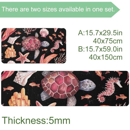 Alfombrillas de cocina absorbentes con diseño de tortuga para pasillo y hogar 4