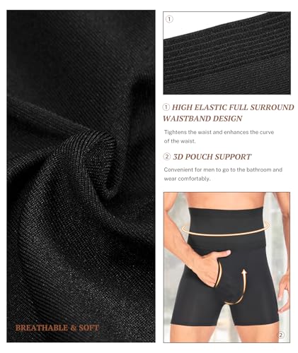 Mens Shapewear Compression Shorts High Waist Tummy Control Underwear for Belly Fat Slimming Body Shaper Boxer Briefs4