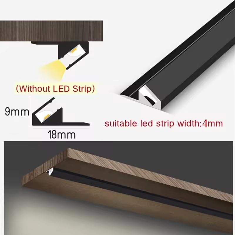 Perfil lineal de aluminio para LED 45 grados 50cm miniatura 2