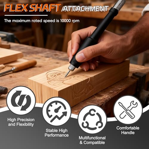 Biegsame Welle, Flexible Welle mit 0,3-3,2 mm Einstellbarer Spannzange, Bohrer Verlängerung für Akkuschrauber, 42 Zoll/107cm Drill bit Extension für Gravieren, Polieren, Bohren, Schneiden, Schleifen﻿