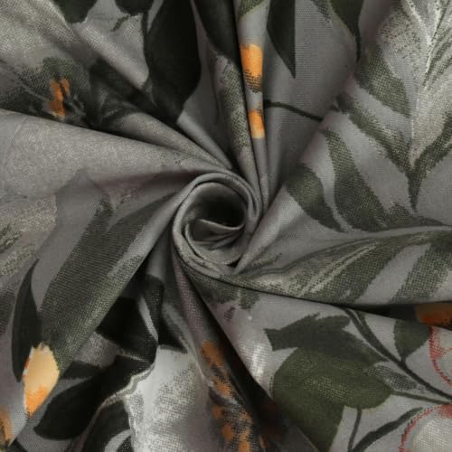 Image of Premium Cotton Fitted Bedsheet King Size 78 x 72 x 8 Inches with 2 Pillow Covers | 220 TC | All-Around Elastic Deep Pocket Bed Cover | Grey Floral