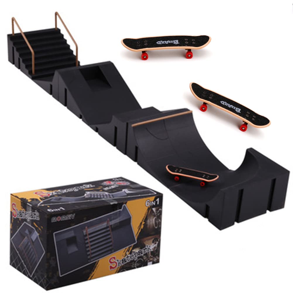 Buy Fingerboard Skatepark Ramp Set, Mini Skateboard Park Kit with Stair