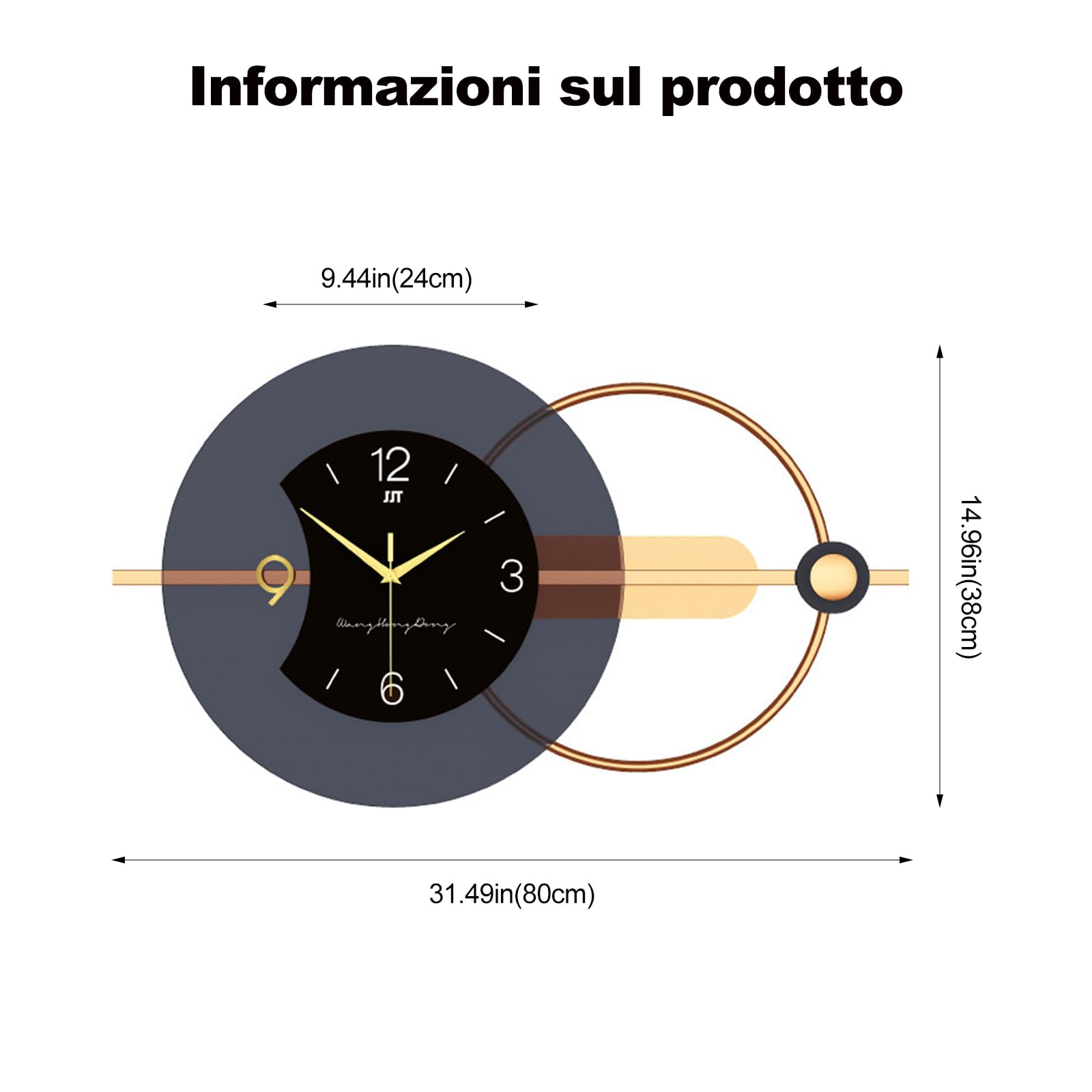 Ergocar Orologio Dda Parete Metallo Ssemplice, Orologio Da Parete In Metallo Moderno Senza Tick E silenzioso, Adatto Per Decorare Soggiorno, Ingressi, Cucine, Camere Da Letto E Uffici