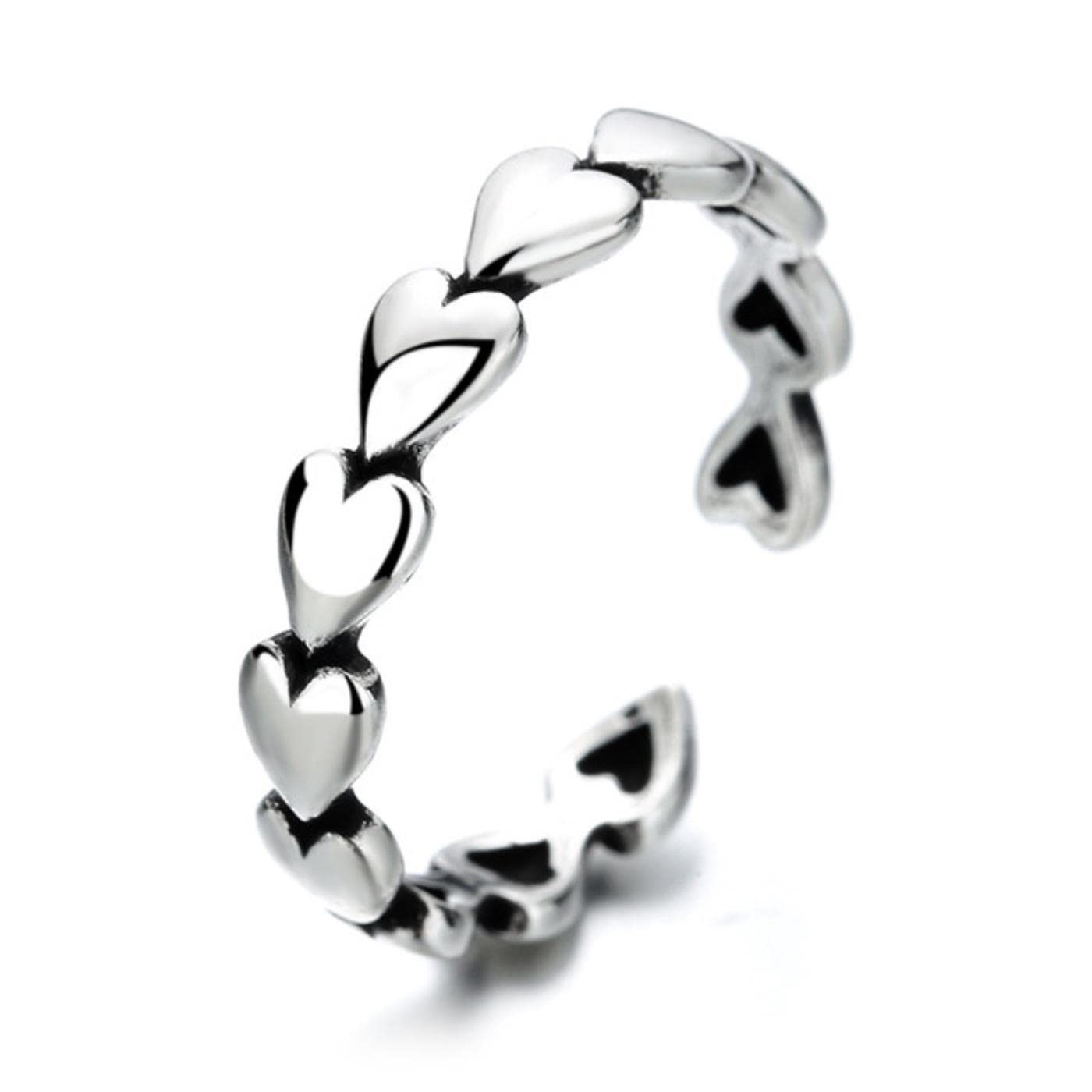 Retro Love Heart Hollow Open Ring Kobieta INS Trend Słodki Sexy Elegancki Hand-Made Hip-Hop Moda Tajska Srebrny Pierścień