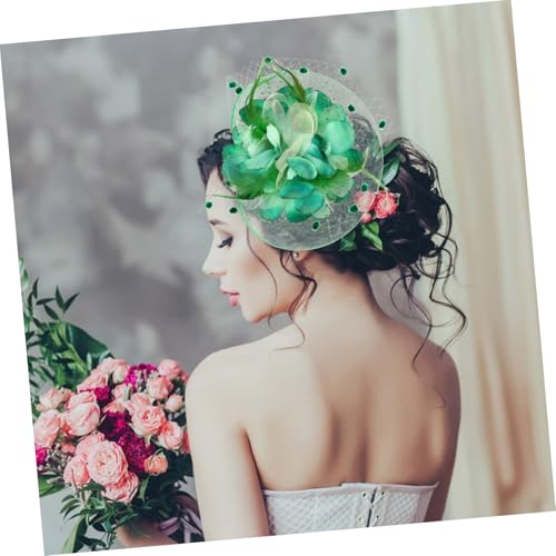 Fascinateur chapeau vintage vert résistant avec pince secure pour mariage