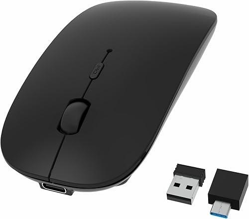 HOTDREAM Ratón recargable inalámbrico Bluetooth para MacBook ProAiriPad AiriPad ProportátilTabletiPhonePC, Bluetooth 5.23.0 y 2.4GHz Dual Mode Mouse