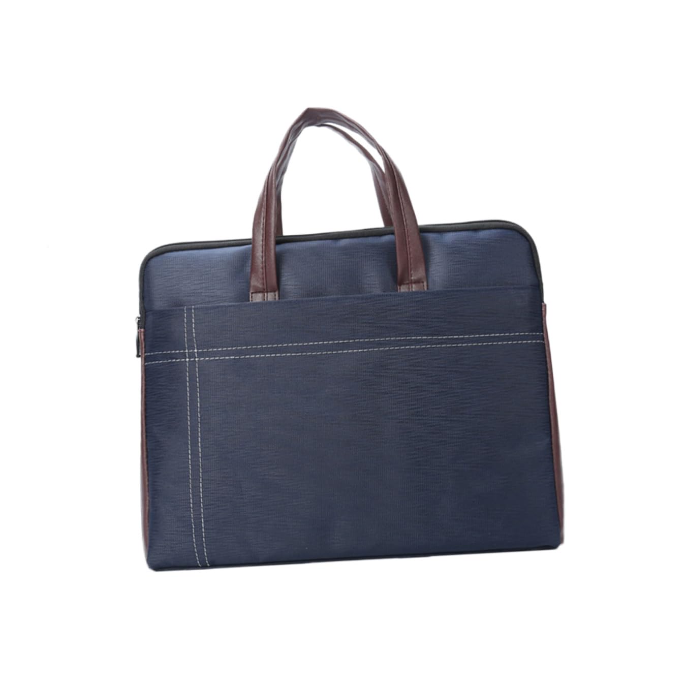 Borsa Porta Documenti Uomo in Tessuto Blu Chiusura a Zip, Tasca Anteriore e Scomparto Principale, per Riunioni e Viaggi di Lavoro